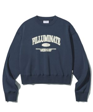 (W) 하프톤 트랙 크롭 스웨트셔츠-네이비