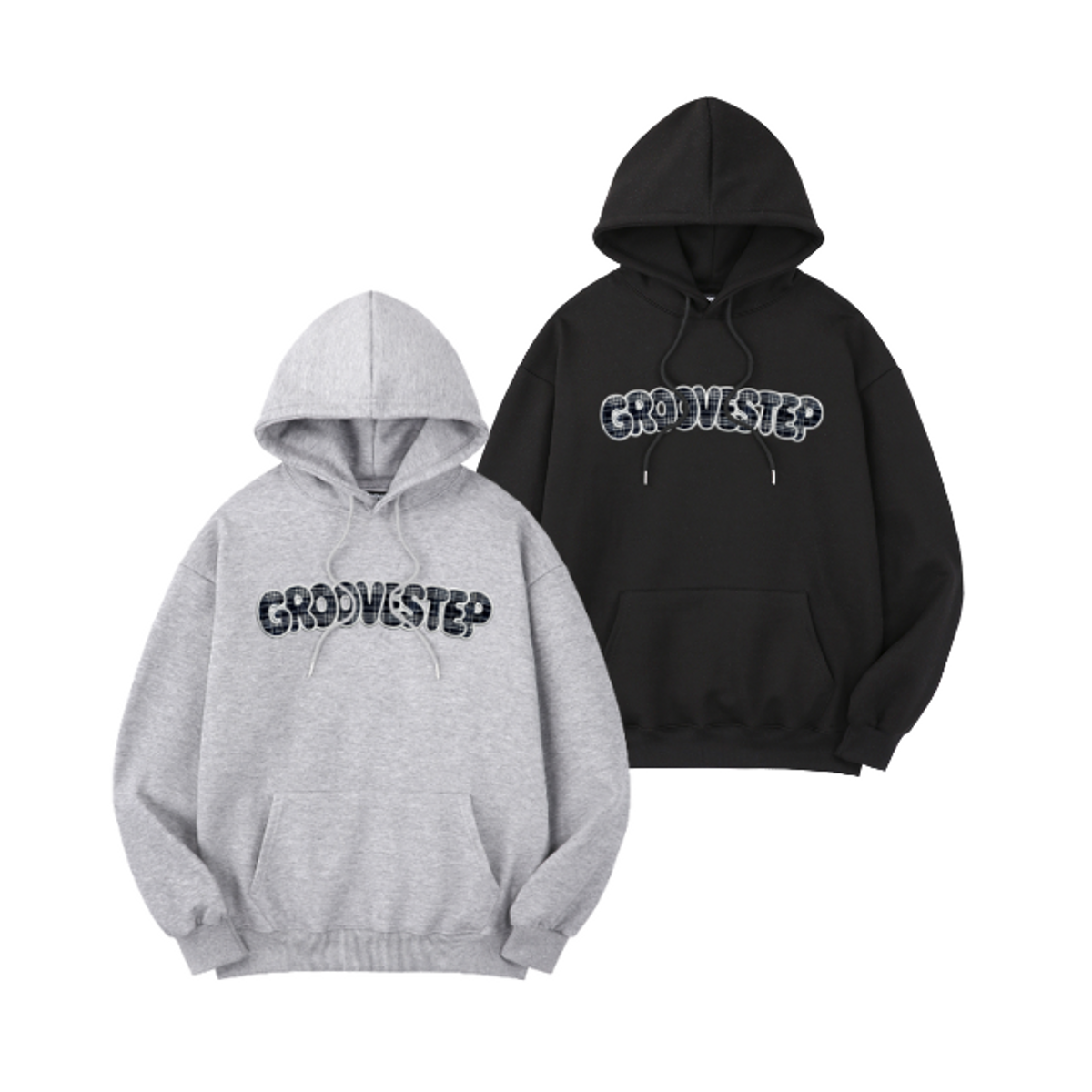 그루브스텝(GROOVESTEP) [2PACK] 릴리 체크 프린팅 오버핏 후드 티셔츠 H0293