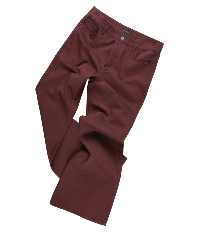 FADED BOOTCUT COTTON PANTS WINE