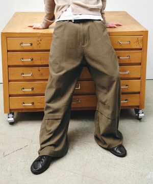 소호 와이드 코튼 팬츠_카키