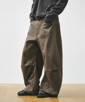 커브 스냅 와이드 팬츠_카키