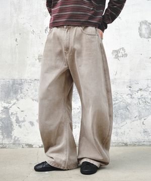 페일 페이드 커브드 데님_베이지