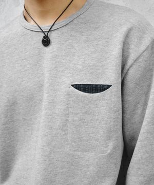 체크인 포켓 롱 슬리브_그레이