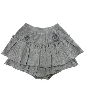 메들리 아플리케 와플 웨스턴 캉캉 티어드 프릴 치마 바지_그레이