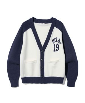 남녀공용 소매 배색 래글런 가디건[CREAM](UC2GD20)