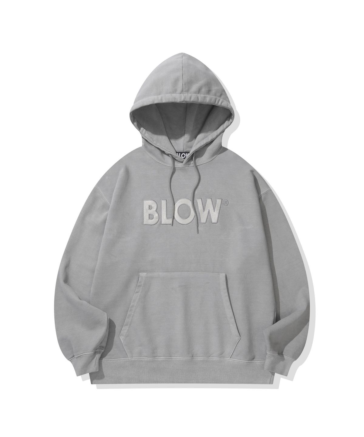 블로우(BLOW) 피그먼트 그레이 자수 후디