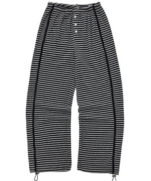 루지 스트라이프 니트 레이스 트랙 와이드 바지_그레이