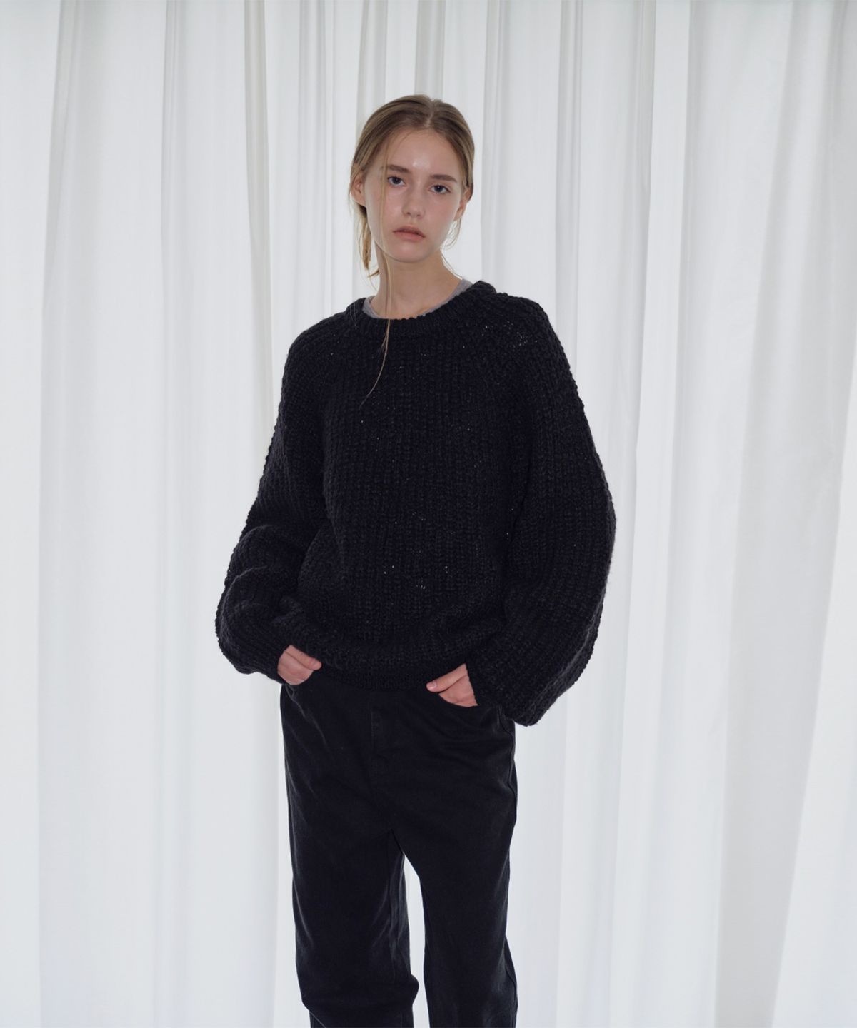더 릴(THE LILLE) Popcorn Round Knit_Black