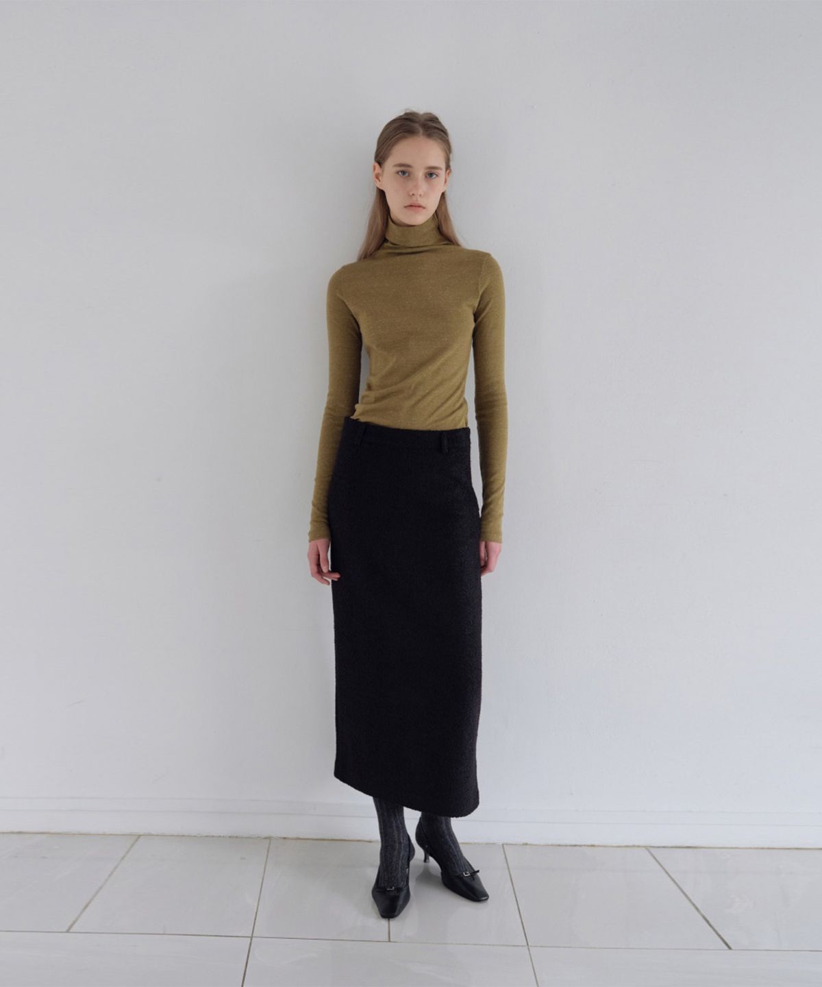 더 릴(THE LILLE) Frost Wool Long Skirt_Black