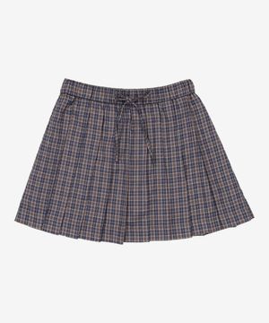 체크 플리츠 미니 스커트  네이비 XS