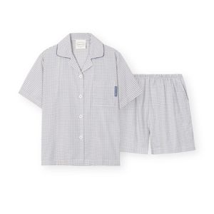 여성 H142 블루프레임 반소매 파자마 세트