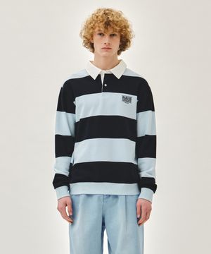 SMALL CLASSIC LOGO RUGBY STRIPE SWEATSHIRT navy