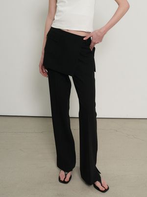 스커트 레이어드 부츠컷 슬랙스 [BLACK] / GF1LPT502