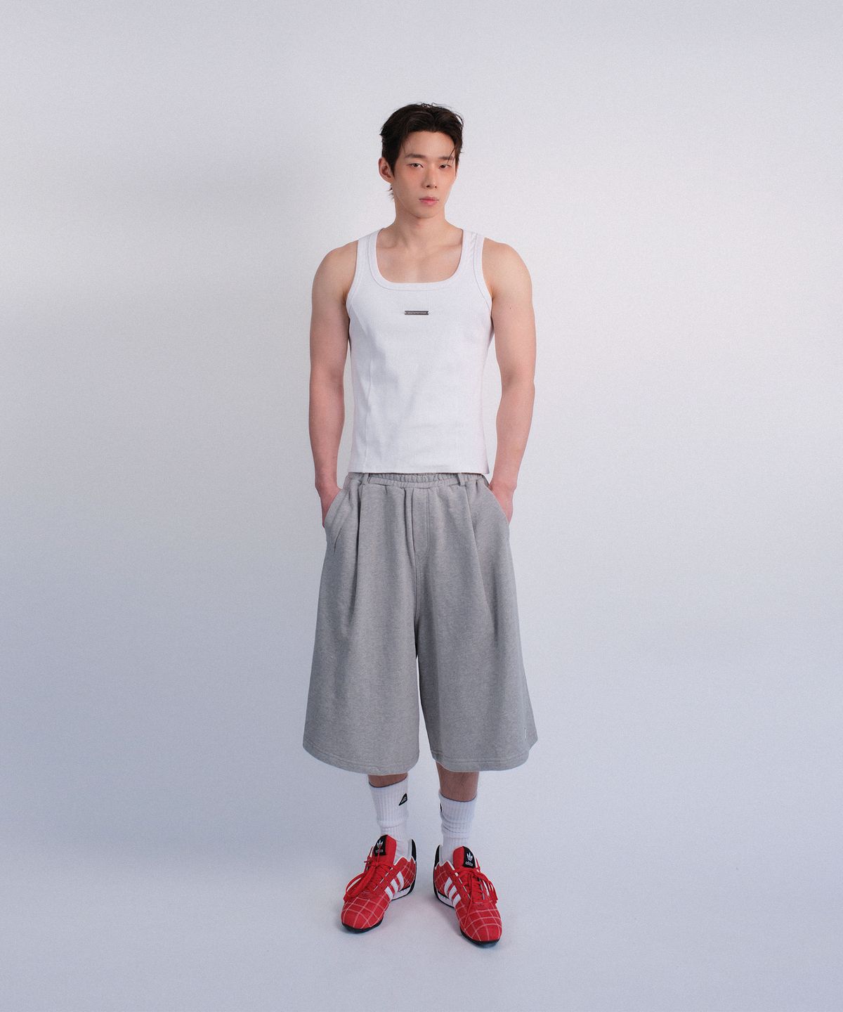 레코딩하우스(RECORDINGHOUSE) REC HALF SWEAT PANTS [MELANGE]
