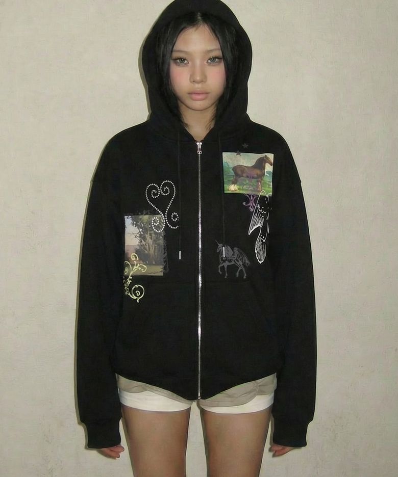 [UNISEX]HOREY 후드집업_BLACK