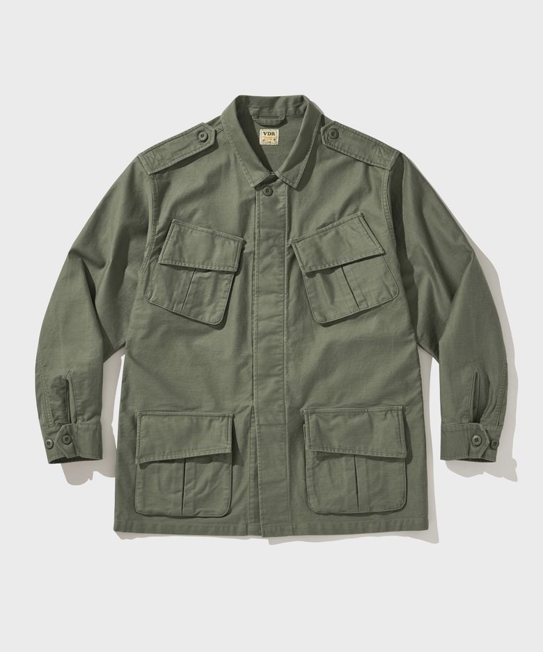 BACK SATEEN COTTON JUNGLE FATIGUE JACKET [Swamp Green]