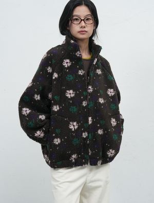 플라워 패턴 플리스 점퍼 [BROWN] / WBE4L07523