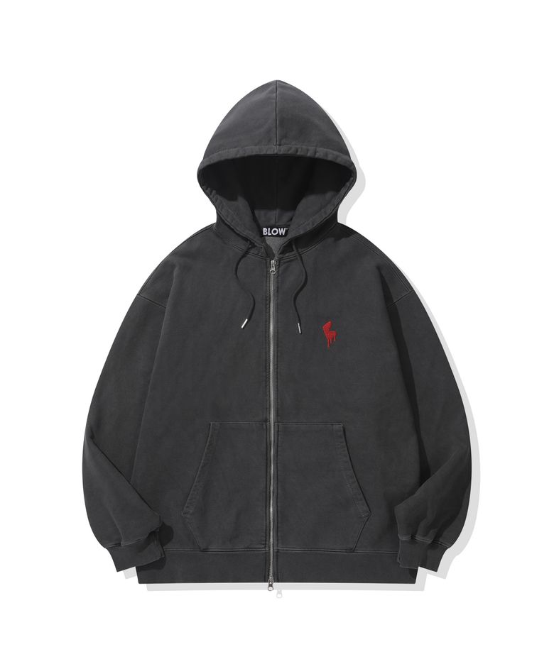 FLOWING LOGO ZIP UP HOODIE_[PIGMENT]