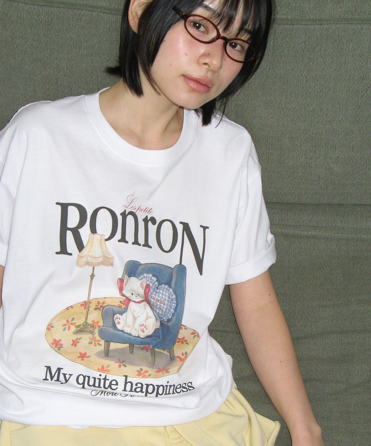 론론(RONRON) QUIET CAT OVER FIT T SHIRT WHITE