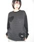 HEART DOT POCKET STRIPE LONG SLEEVE BLACK