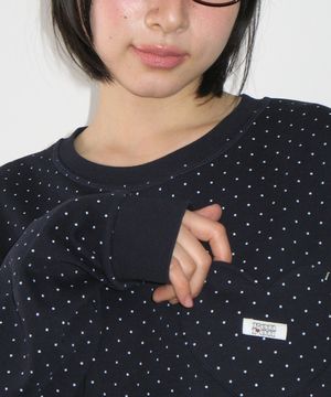 DOT HEART POCKET OVER FIT LONG SLEEVE NAVY