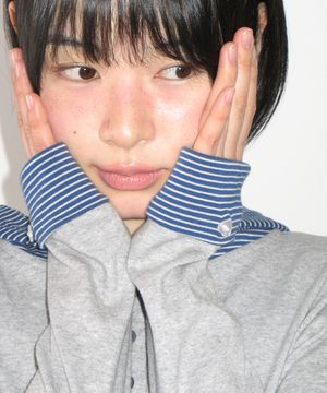 BUTTON CUFF HOODIE LONG SLEEVE GREY