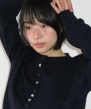 DECORATIVE BUTTON KNIT CARDIGAN NAVY