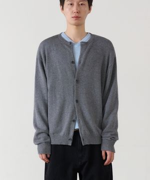 essential crew neck cardigan (gray)