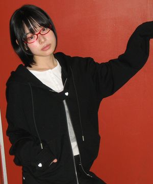 HEART SNAP HOODIE ZIP UP BLACK