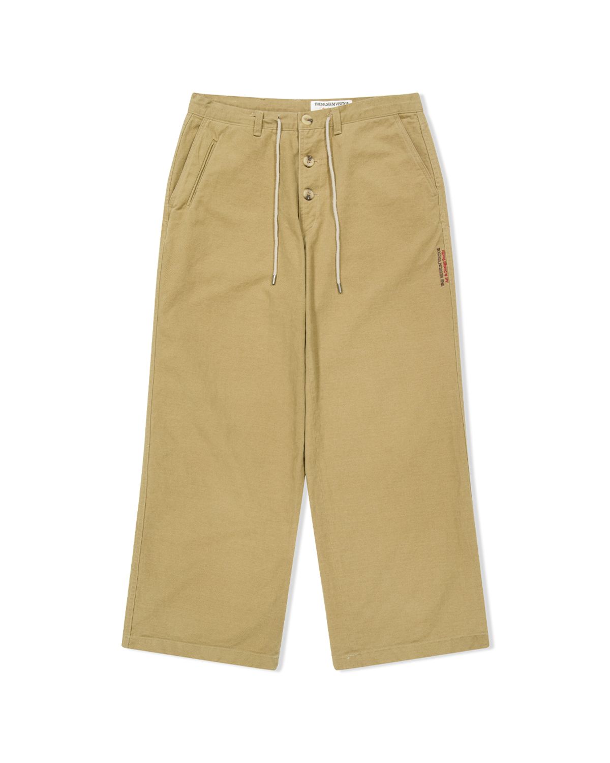 더뮤지엄비지터(THEMUSEUMVISITOR) WASHED BUTTON FLY WORK PANTS (BEIGE)
