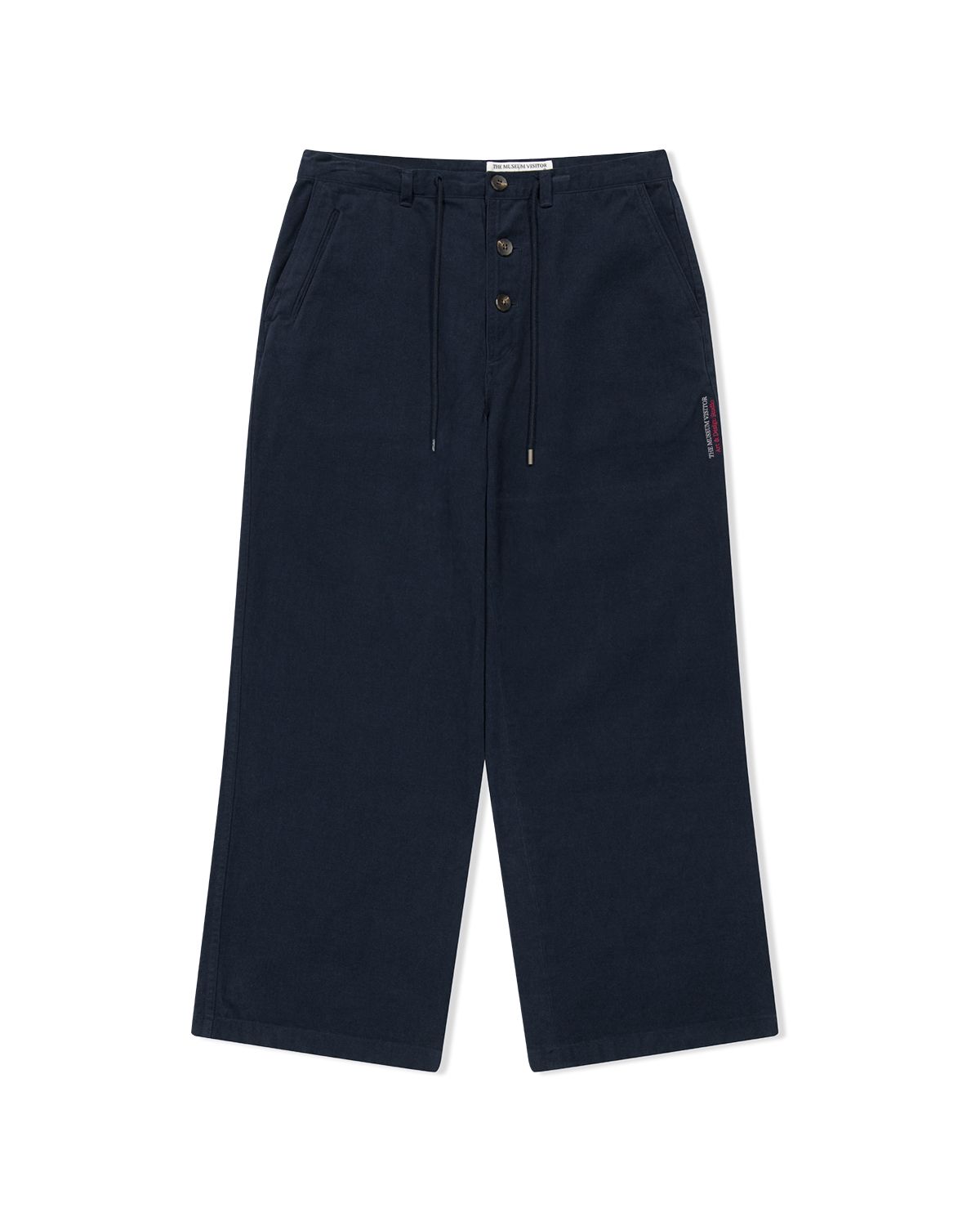 더뮤지엄비지터(THEMUSEUMVISITOR) WASHED BUTTON FLY WORK PANTS (DEEP NAVY)