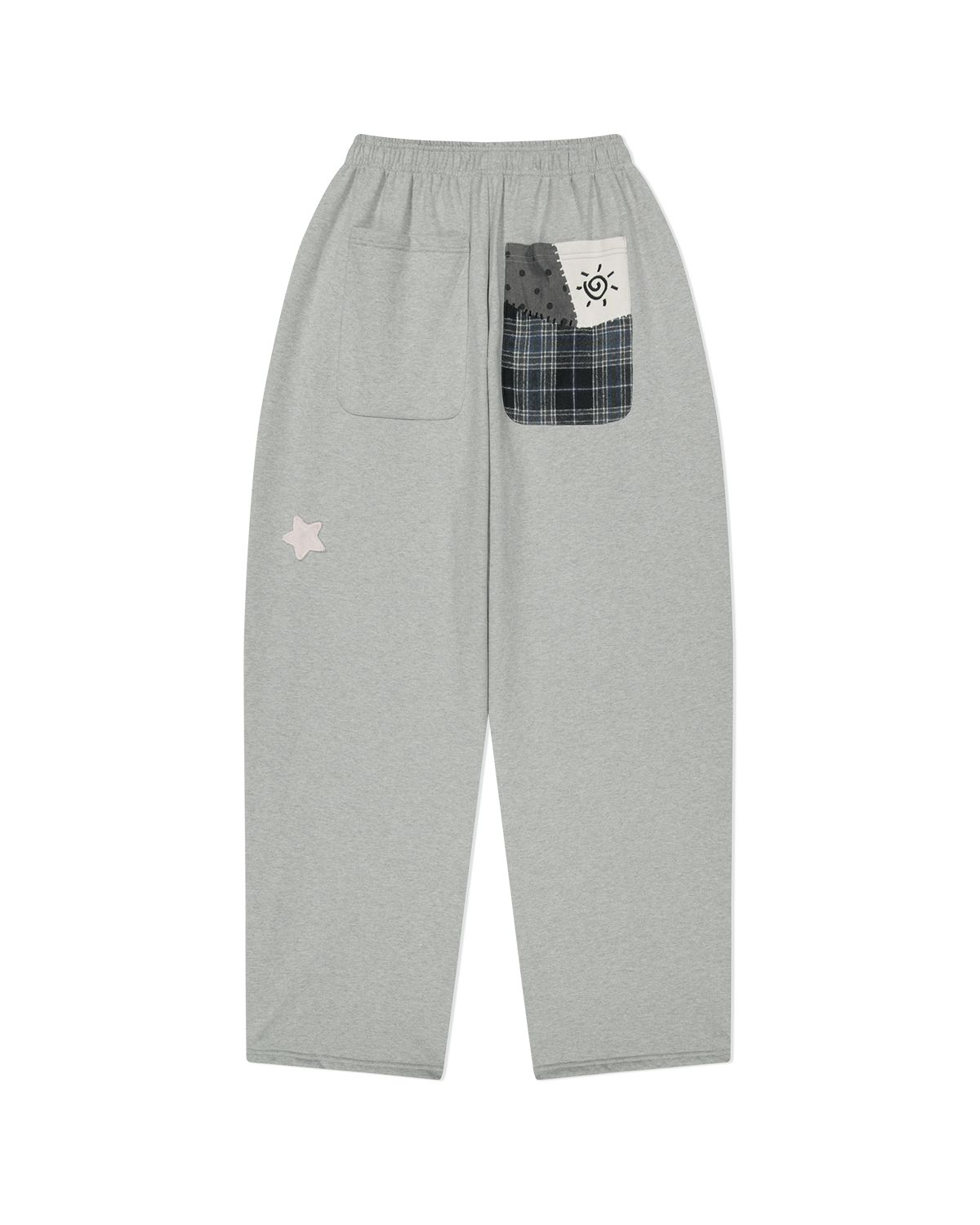 더뮤지엄비지터(THEMUSEUMVISITOR) PATCH ARTWORK SWEAT PANTS (MELANGE GREY)