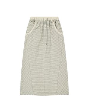 RAW EDGE LONG SKIRT (LIGHT GREY)