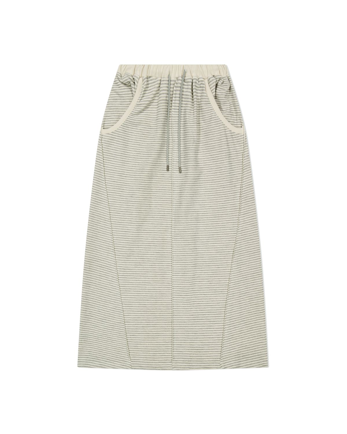 더뮤지엄비지터(THEMUSEUMVISITOR) RAW EDGE LONG SKIRT (LIGHT GREY)