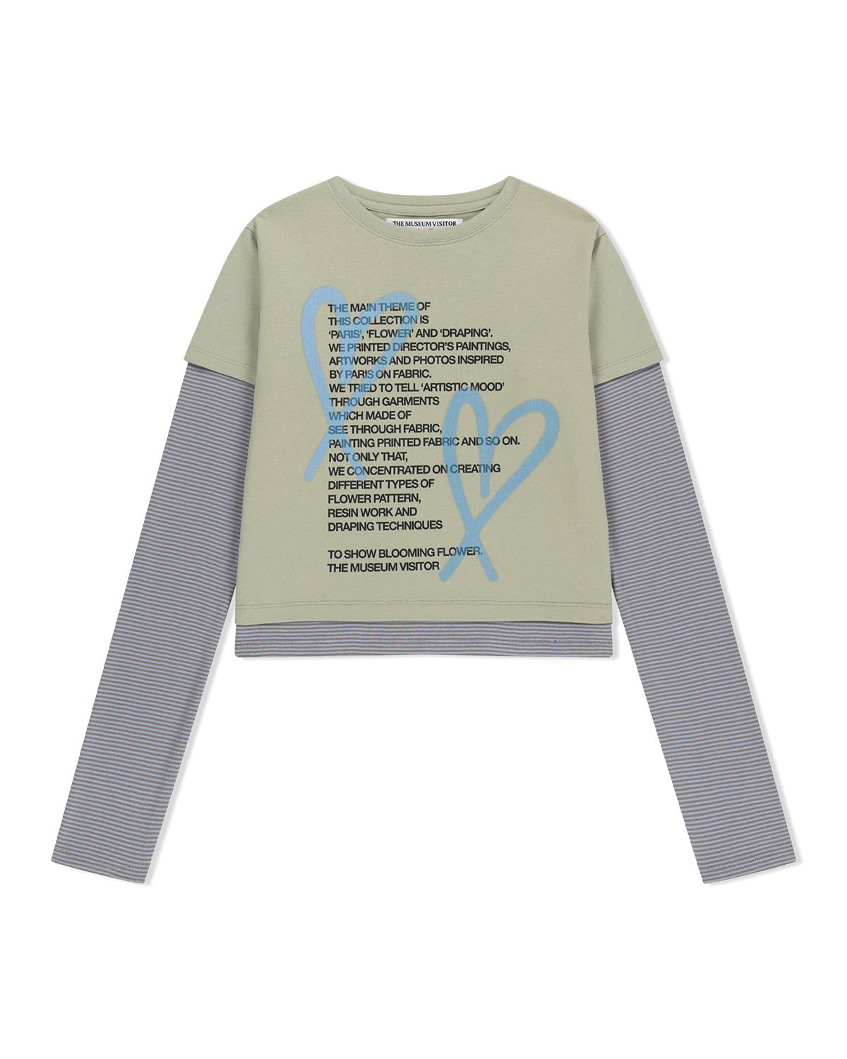 더뮤지엄비지터(THEMUSEUMVISITOR) HEART SPRAY PRINTED LAYERED LONG SLEEVE (YELLOW)