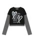 HEART SPRAY PRINTED LAYERED LONG SLEEVE (BLACK)