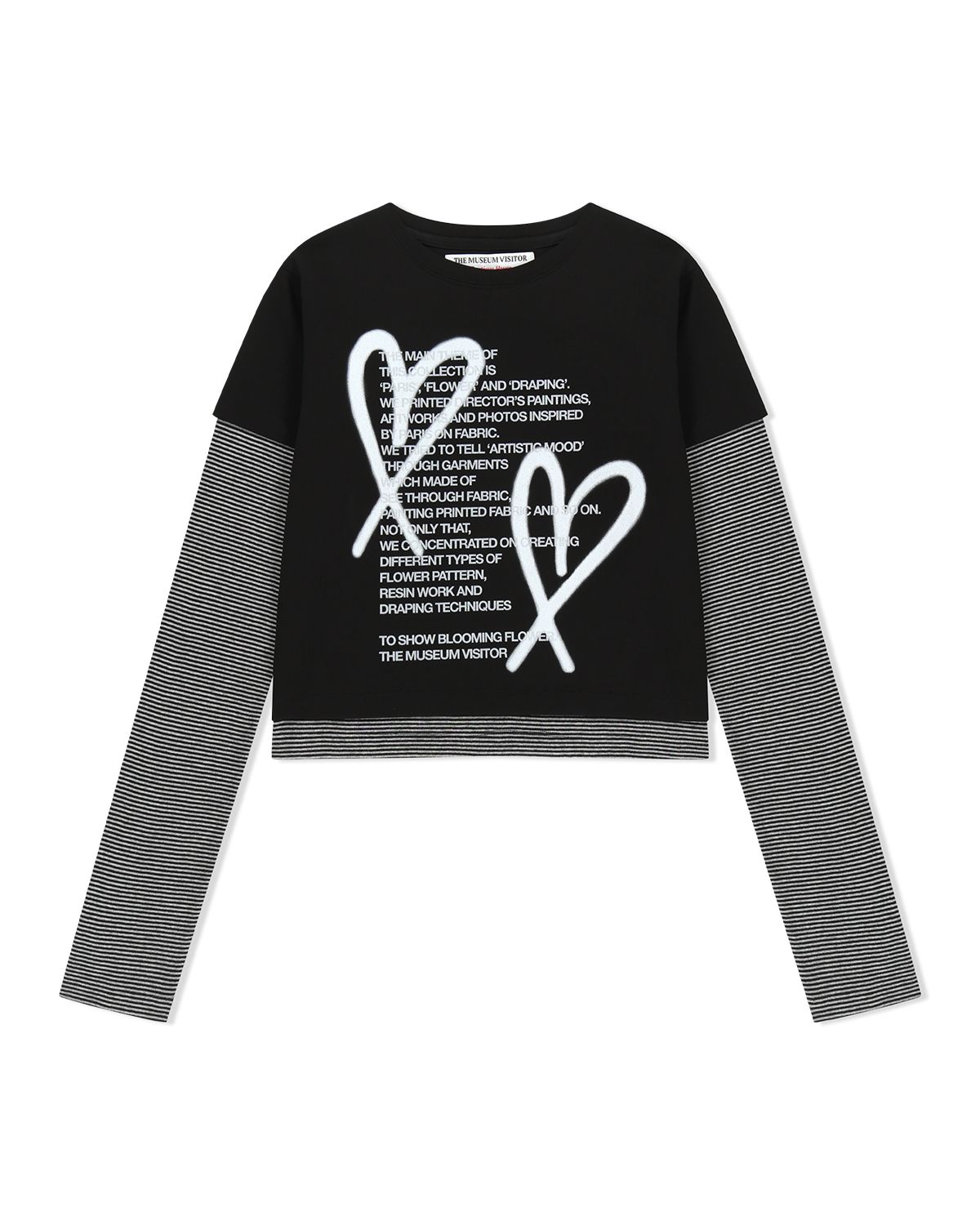 더뮤지엄비지터(THEMUSEUMVISITOR) HEART SPRAY PRINTED LAYERED LONG SLEEVE (BLACK)