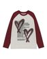 HEART SPRAY PRINTED RAGLAN LONG SLEEVE (WINE)