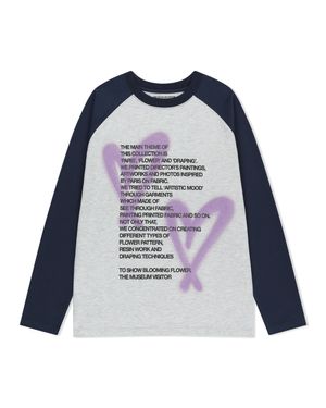 HEART SPRAY PRINTED RAGLAN LONG SLEEVE (NAVY)