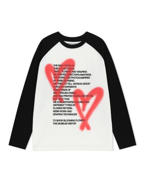 HEART SPRAY PRINTED RAGLAN LONG SLEEVE (BLACK)
