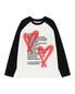 HEART SPRAY PRINTED RAGLAN LONG SLEEVE (BLACK)