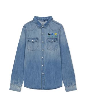 FLOWER DENIM SHIRT (MID DENIM)