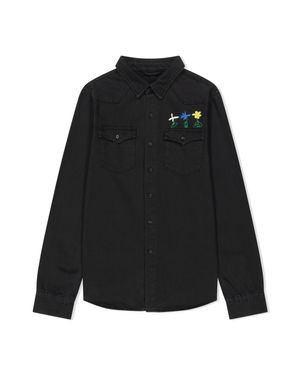 FLOWER DENIM SHIRT (BLACK DENIM)