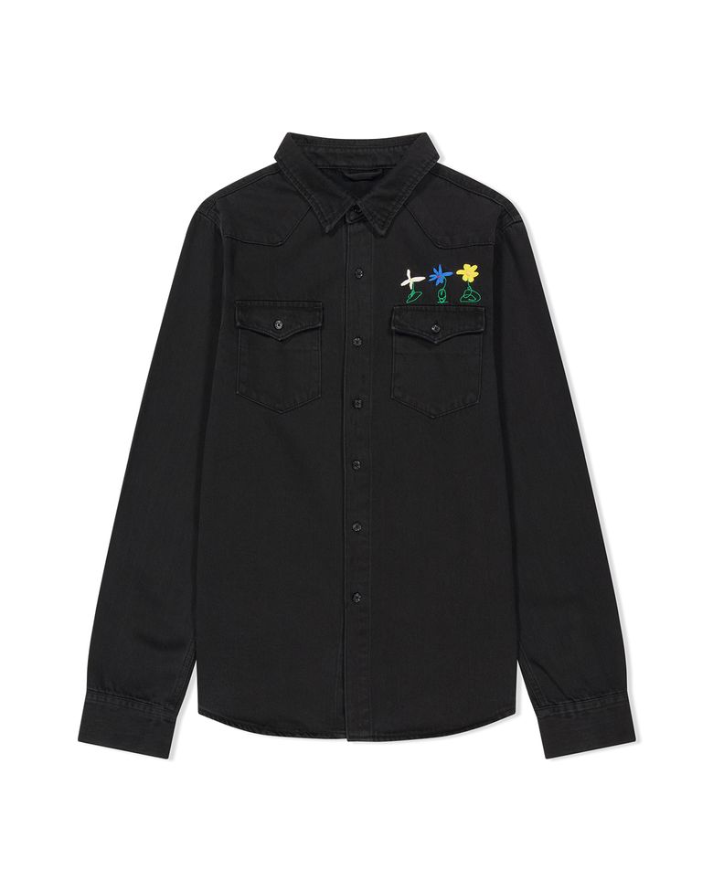 FLOWER DENIM SHIRT (BLACK DENIM)