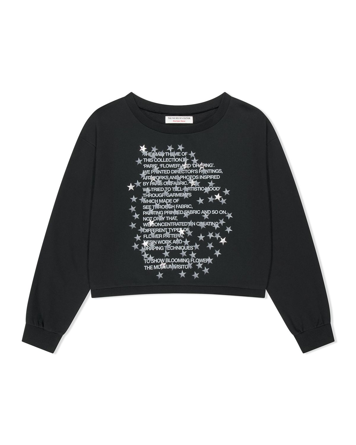 더뮤지엄비지터(THEMUSEUMVISITOR) STAR OFF-SHOULDER SWEATSHIRT (BLACK)