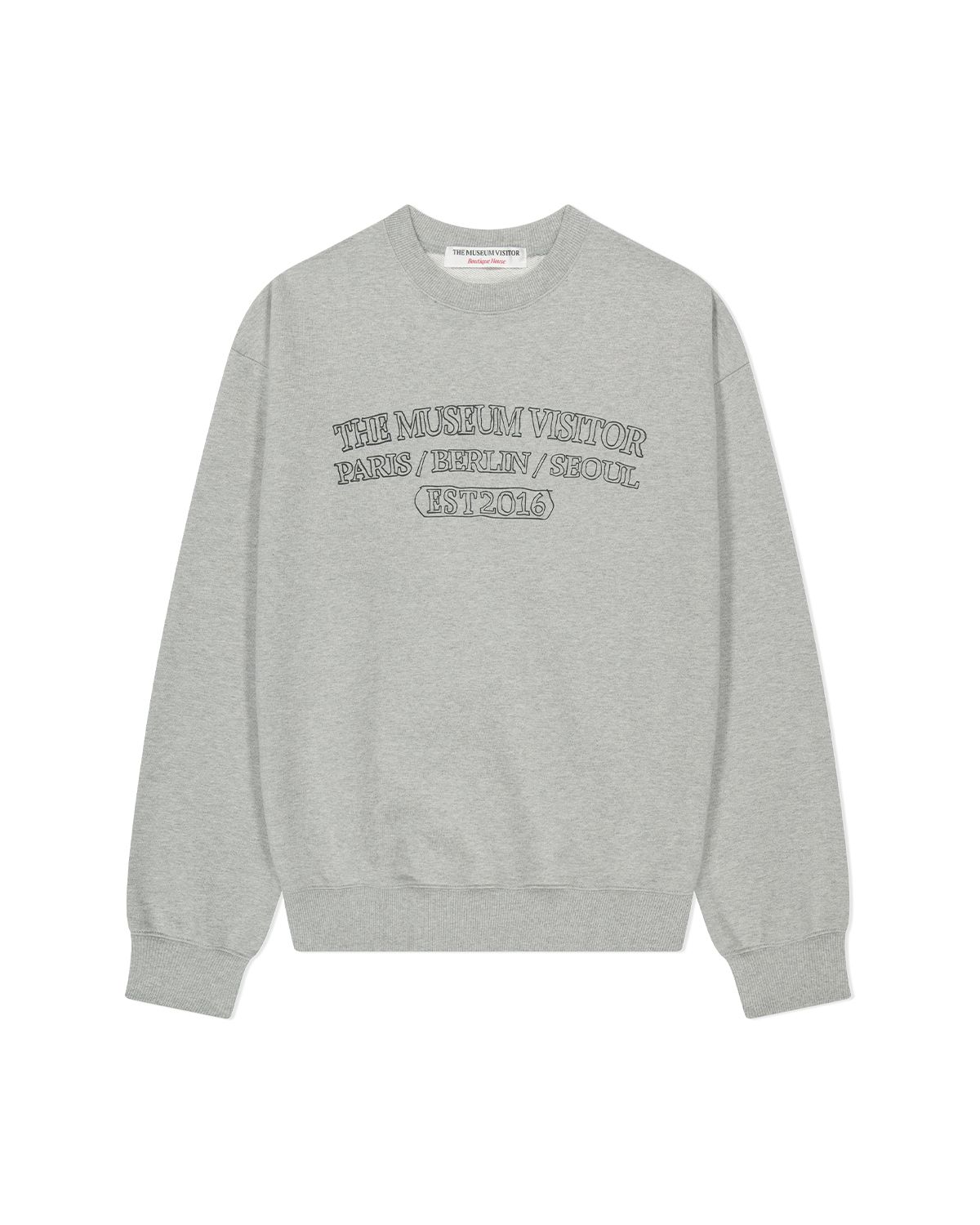 더뮤지엄비지터(THEMUSEUMVISITOR) TYPOGRPHIC ARTWORK SWEATSHIRT (MELANGE GREY)