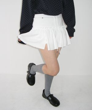 SOFT SHIRRING PANTSKIRT WHITE