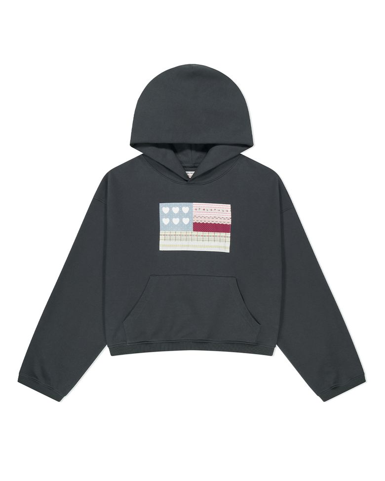 PATCHWORK SIX HEART SWEAT HOODIE (CHARCOAL)