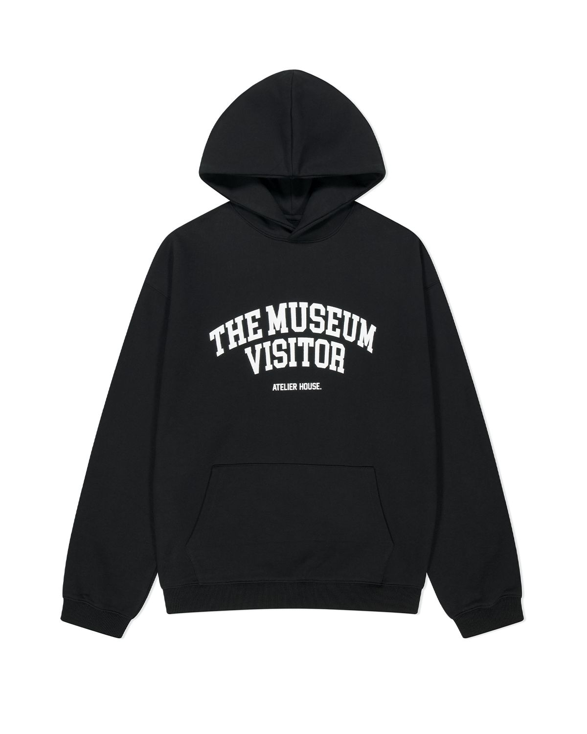 더뮤지엄비지터(THEMUSEUMVISITOR) MUSEUM ARCH LOGO SWEAT HOODIE (BLACK)