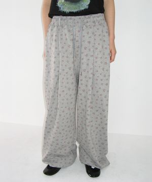 FLORAL WIDE SWEAT PANTS GREY